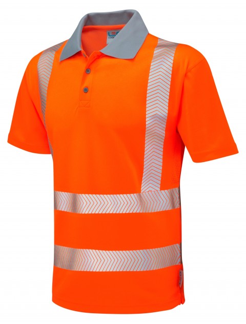 Leo Woolacombe Coolviz-PLUS Orange Polo Shirt P03-O High Visibility